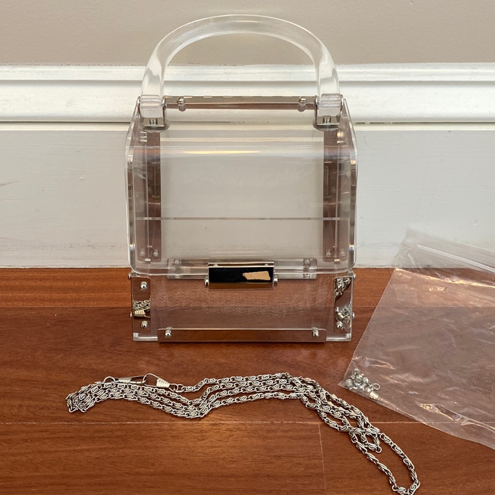 NWOT Silver Clear Acrylic Purse